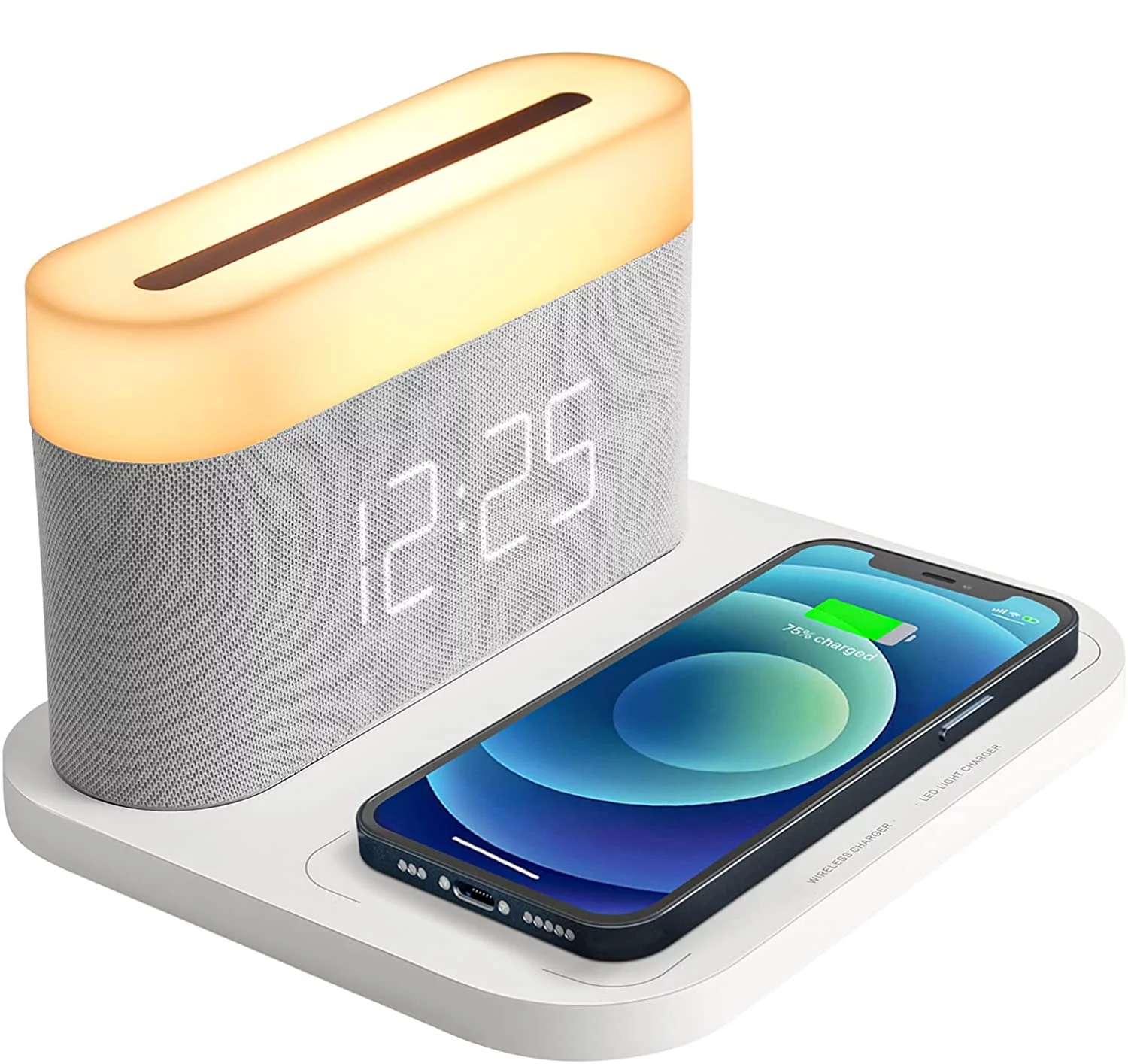 10W/7.5W Qi Wireless Charging Pad for iPhone Samsung AirPods Dimmable Display & Night Light Snooze Alarm Clock Compact Digital Alarm Clock with Wireless Charging & USB Port for Apple Watch/Tablet 